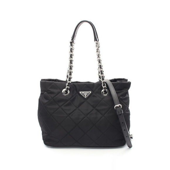 Prada TESSUTO IMPUNTU tote bag nylon Saffiano leather black - Picture 1 of 7